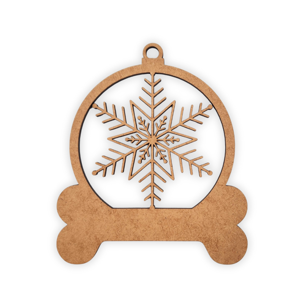 Snow Flake & Dog Bone Christmas Bauble wooden cutout