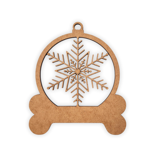 Snow Flake & Dog Bone Christmas Bauble wooden cutout