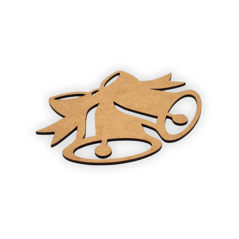 Christmas bells with a bow wooden cut decor