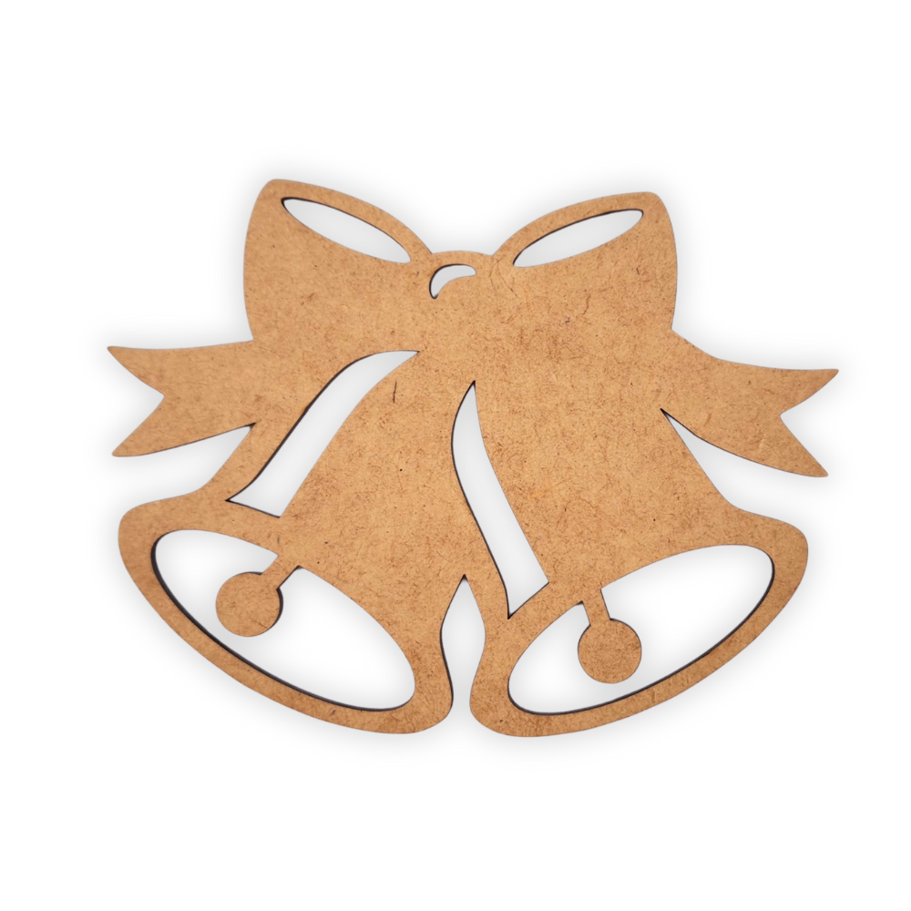 Christmas bells with a bow wooden cut decor