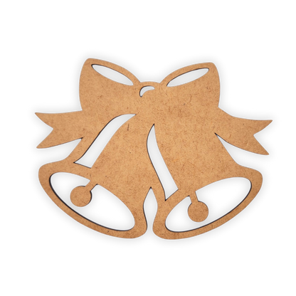 Christmas bells with a bow wooden cut decor