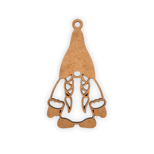 Wooden Christmas gnome with pigtails