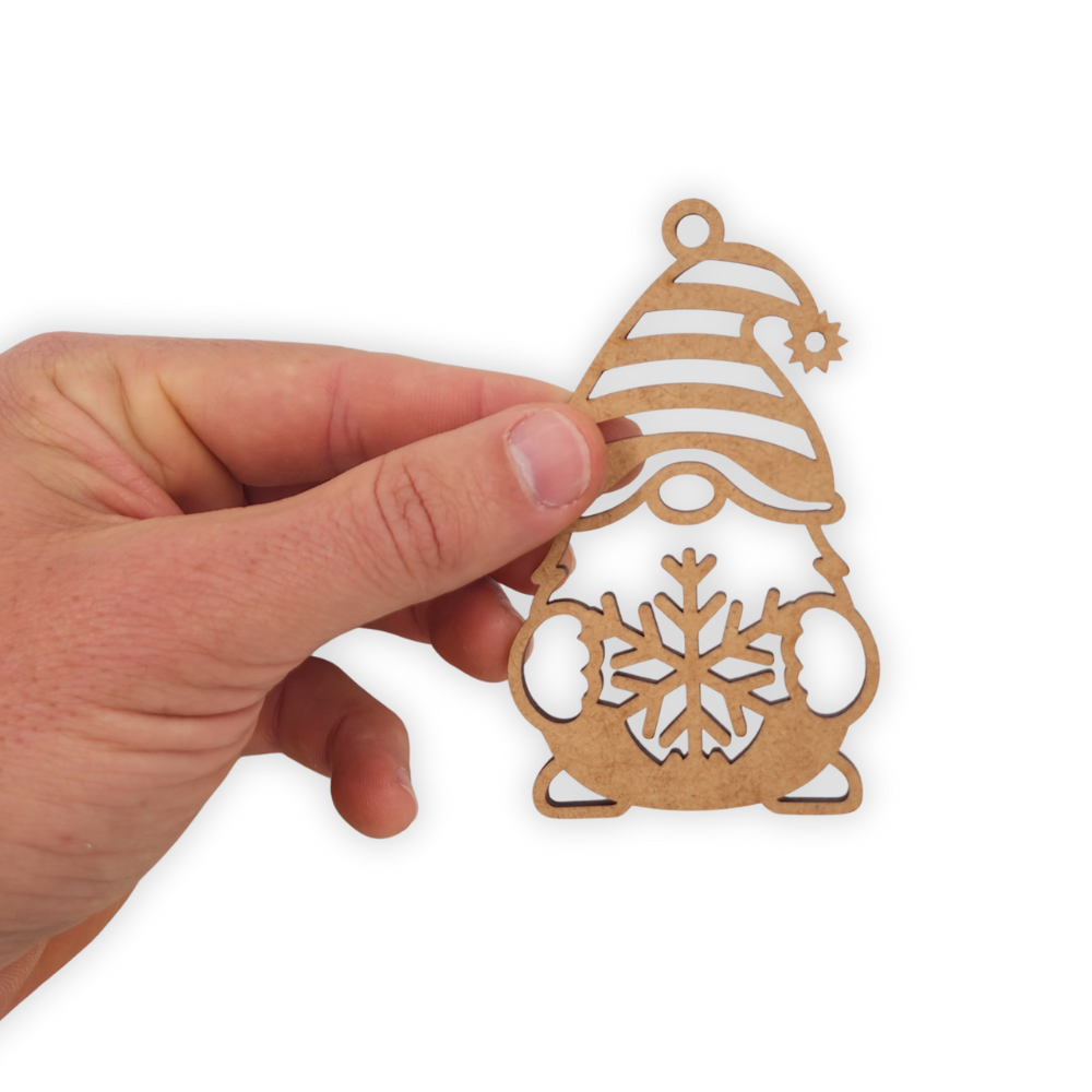 Christmas Gnome with a Gift wood decoration