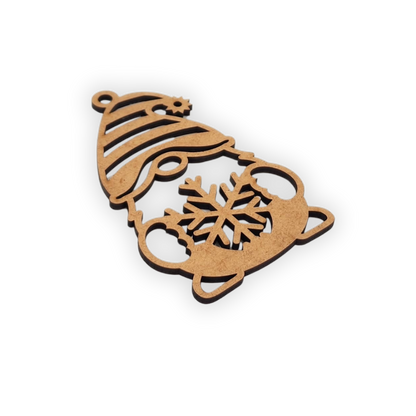 Christmas Gnome with a Gift wood decoration