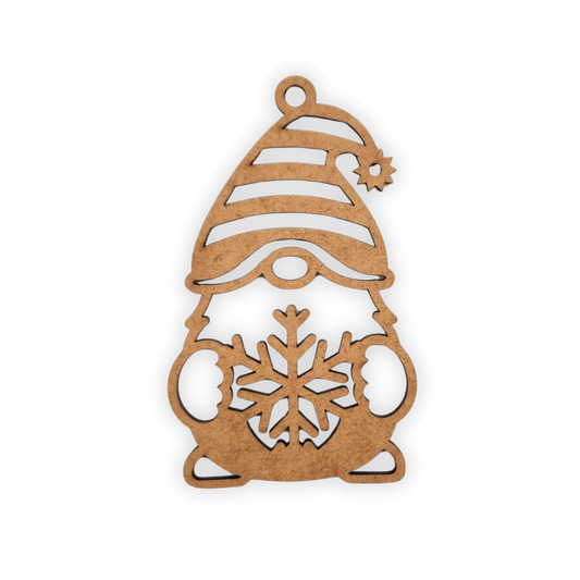 Christmas Gnome with a Gift wood decoration