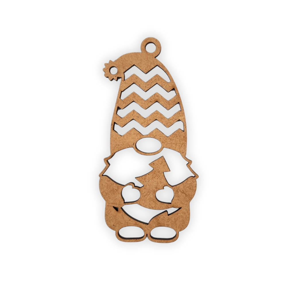 Wooden blank cutout of a Christmas gnome