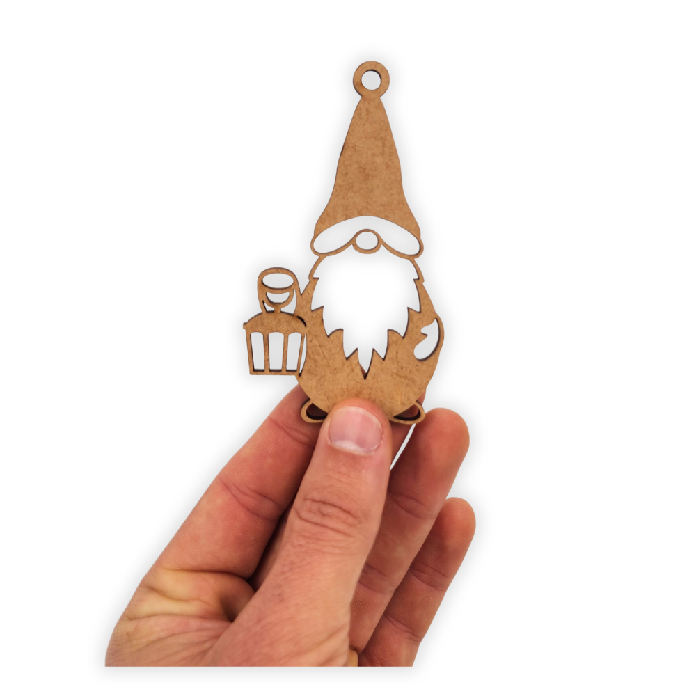 Christmas gnome with lantern wooden cutout decoration