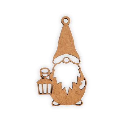 Christmas gnome with lantern wooden cutout decoration