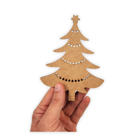 Starry wooden Christmas tree toy cutout