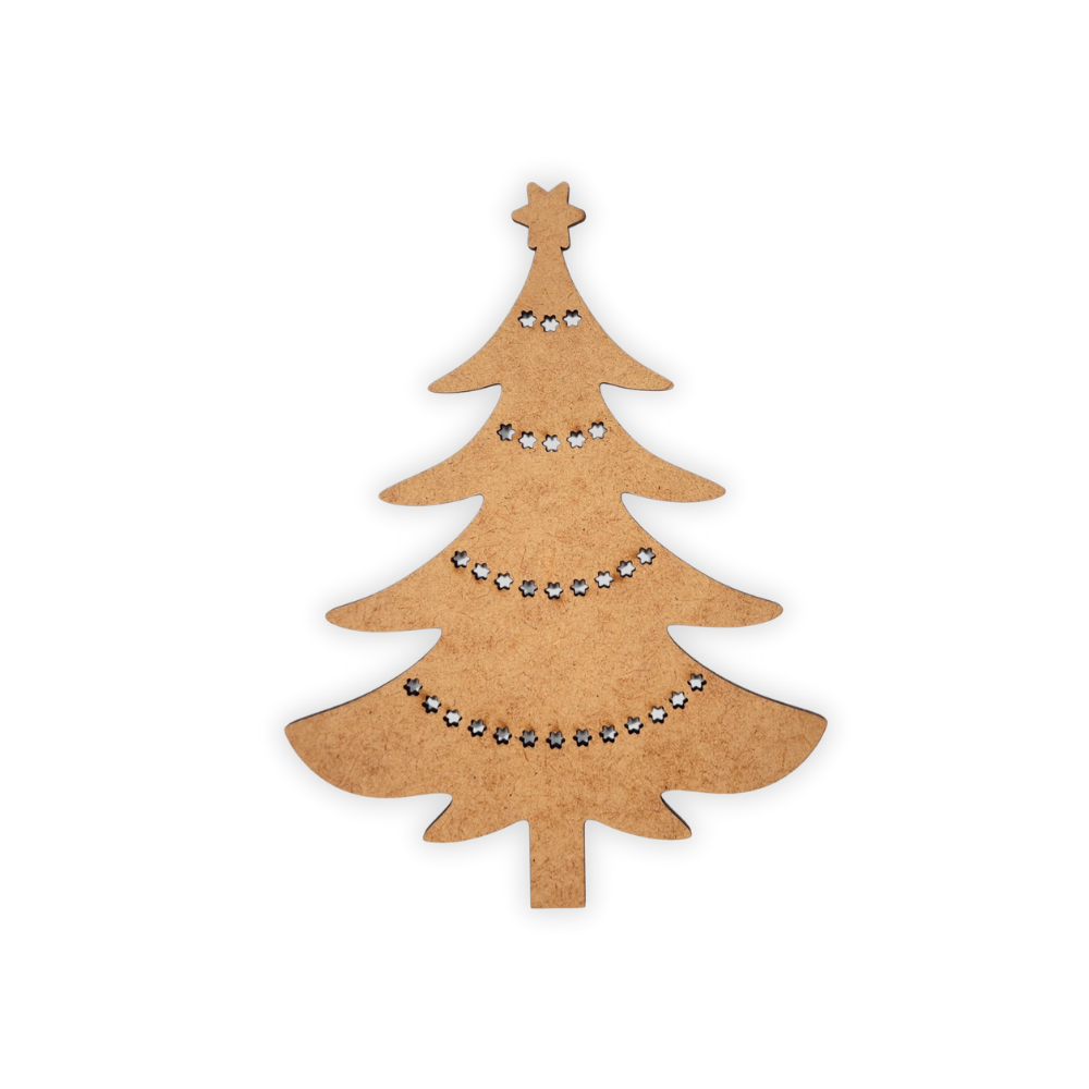 Starry wooden Christmas tree toy cutout
