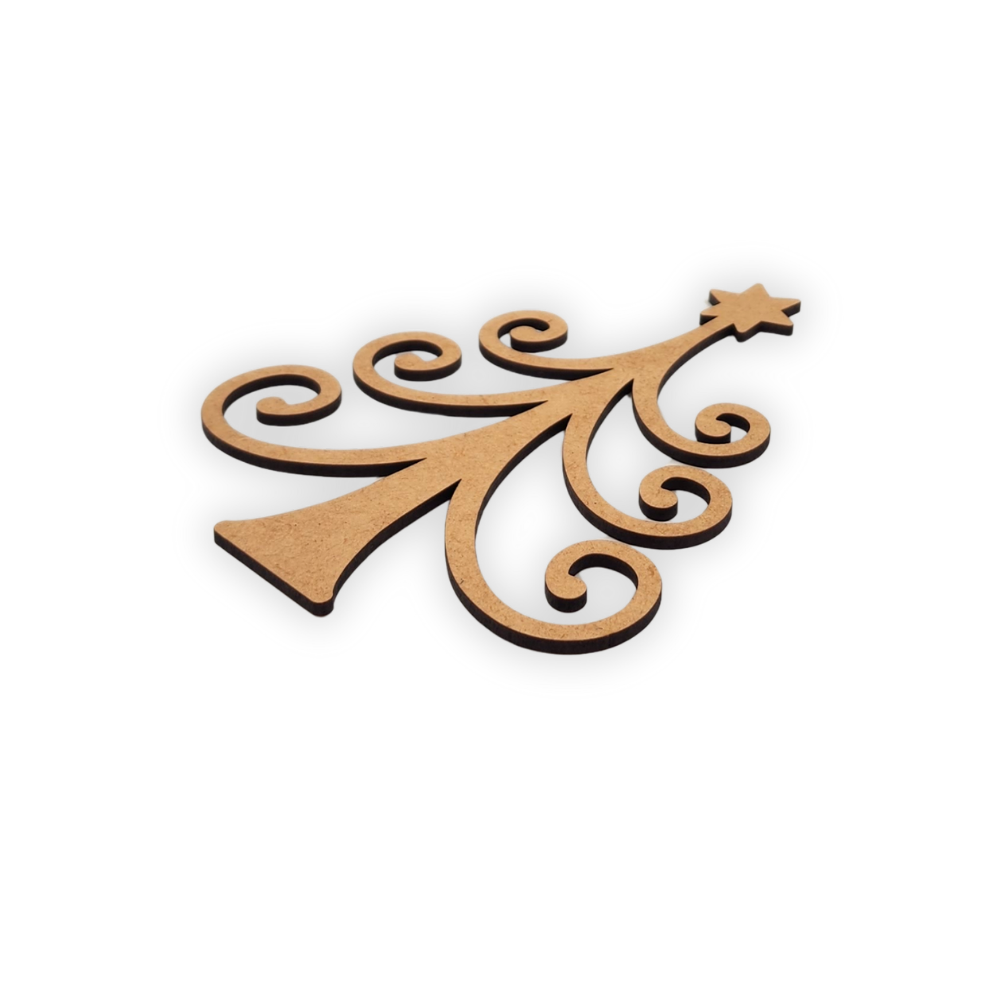 Twirly Christmas Tree wooden laser cutout