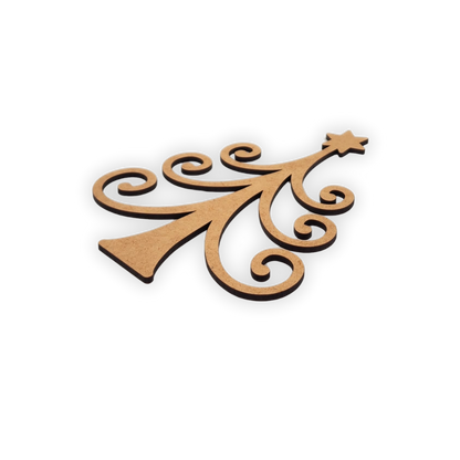 Twirly Christmas Tree wooden laser cutout