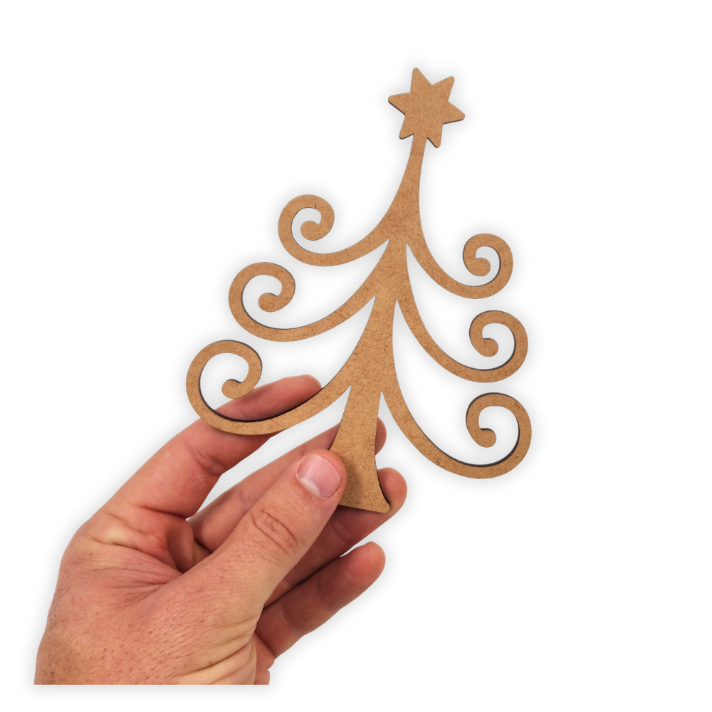 Twirly Christmas Tree wooden laser cutout
