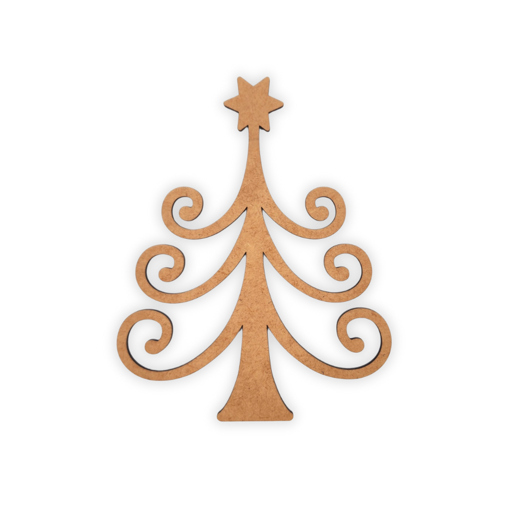 Twirly Christmas Tree wooden laser cutout