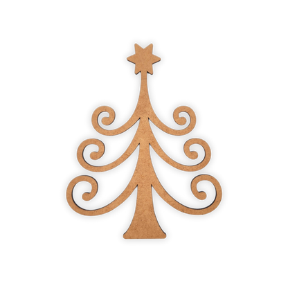 Twirly Christmas Tree wooden laser cutout