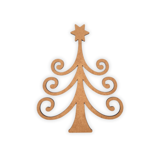 Twirly Christmas Tree wooden laser cutout