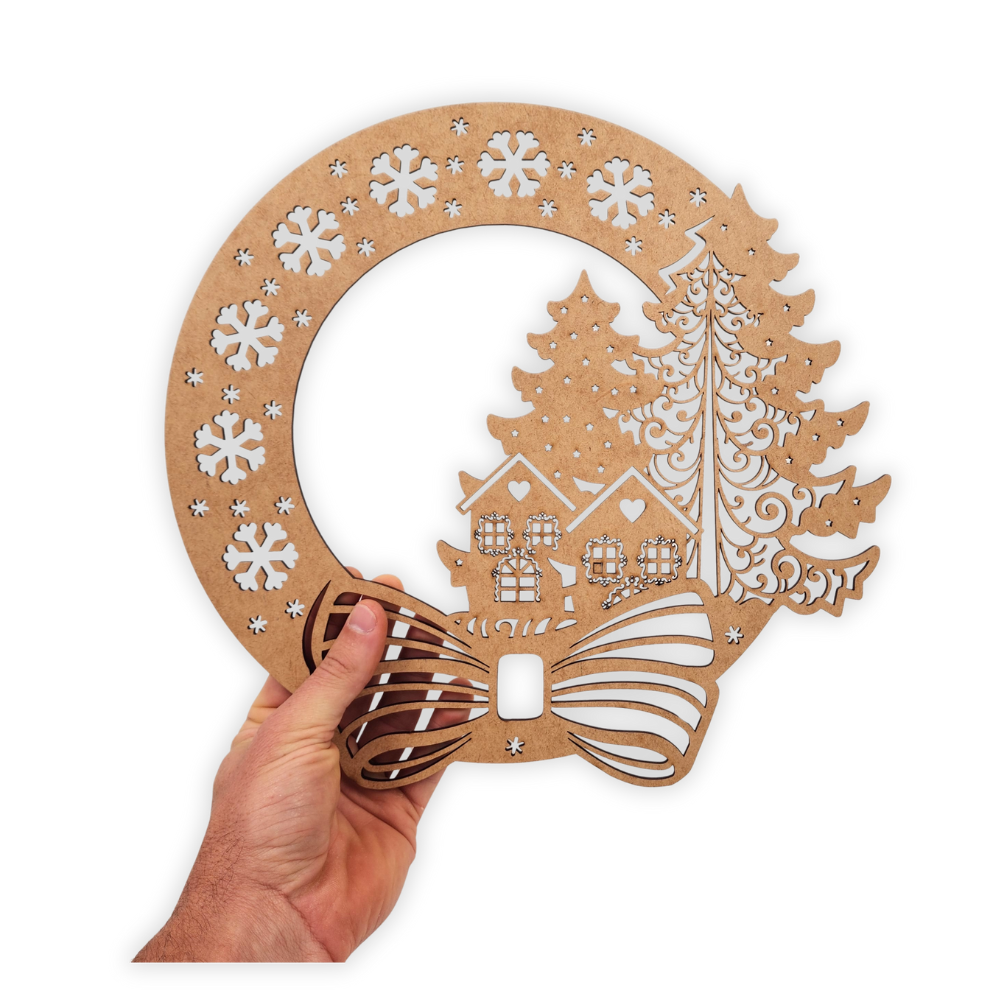Christmas Wreath decoration wooden cutout