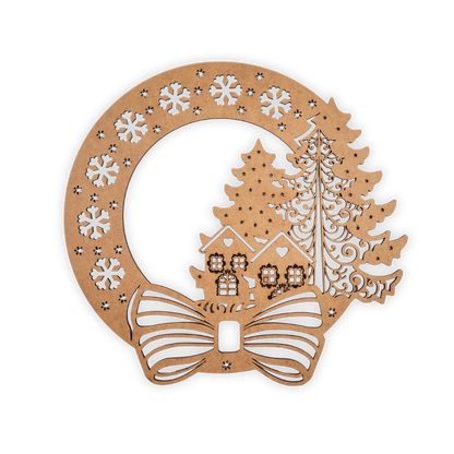 Christmas Wreath decoration wooden cutout