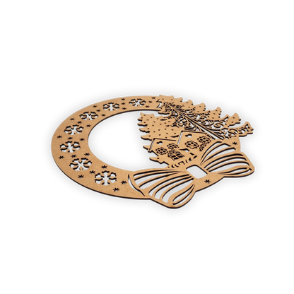 Christmas Wreath decoration wooden cutout