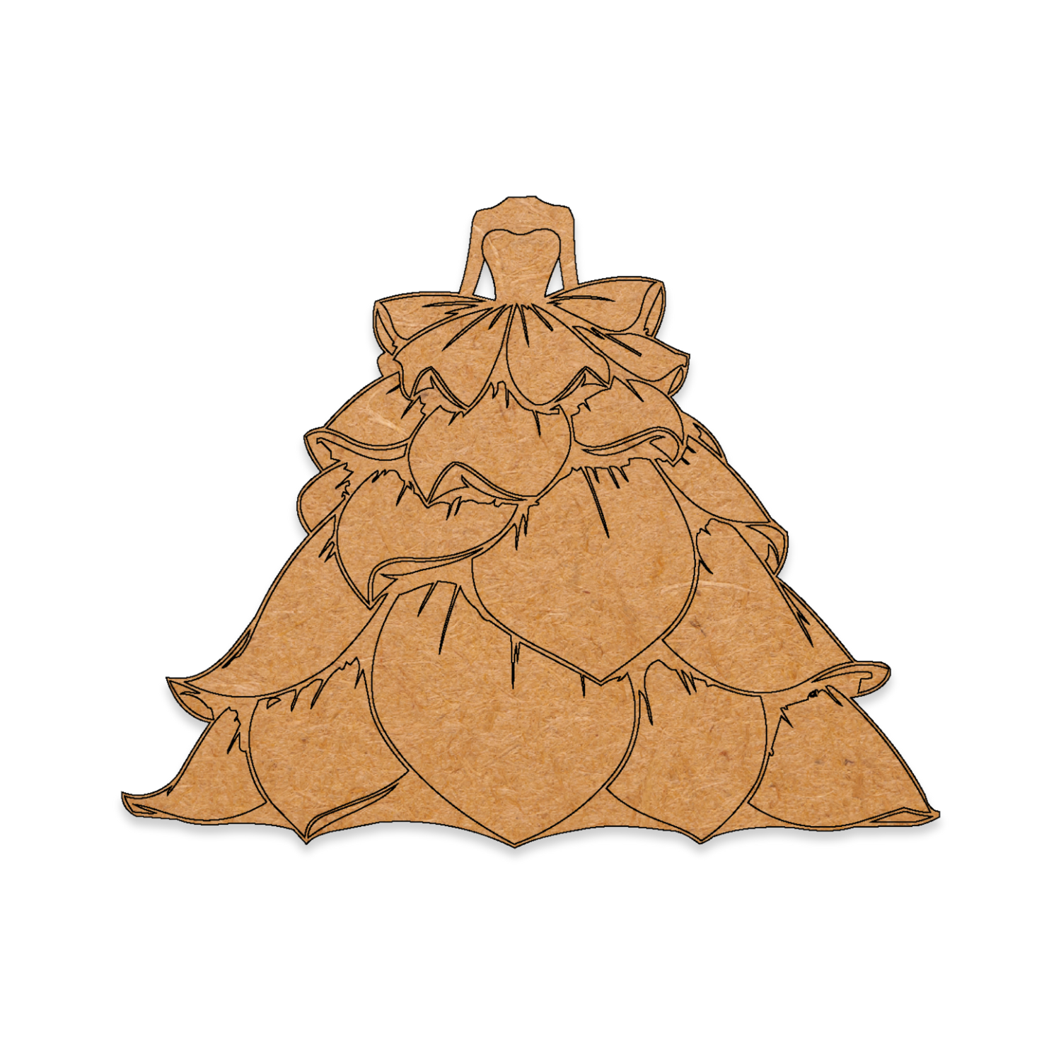 Our Colour-In Petal Dress blank is intricately cut and engraved from 3mm MDF wood.