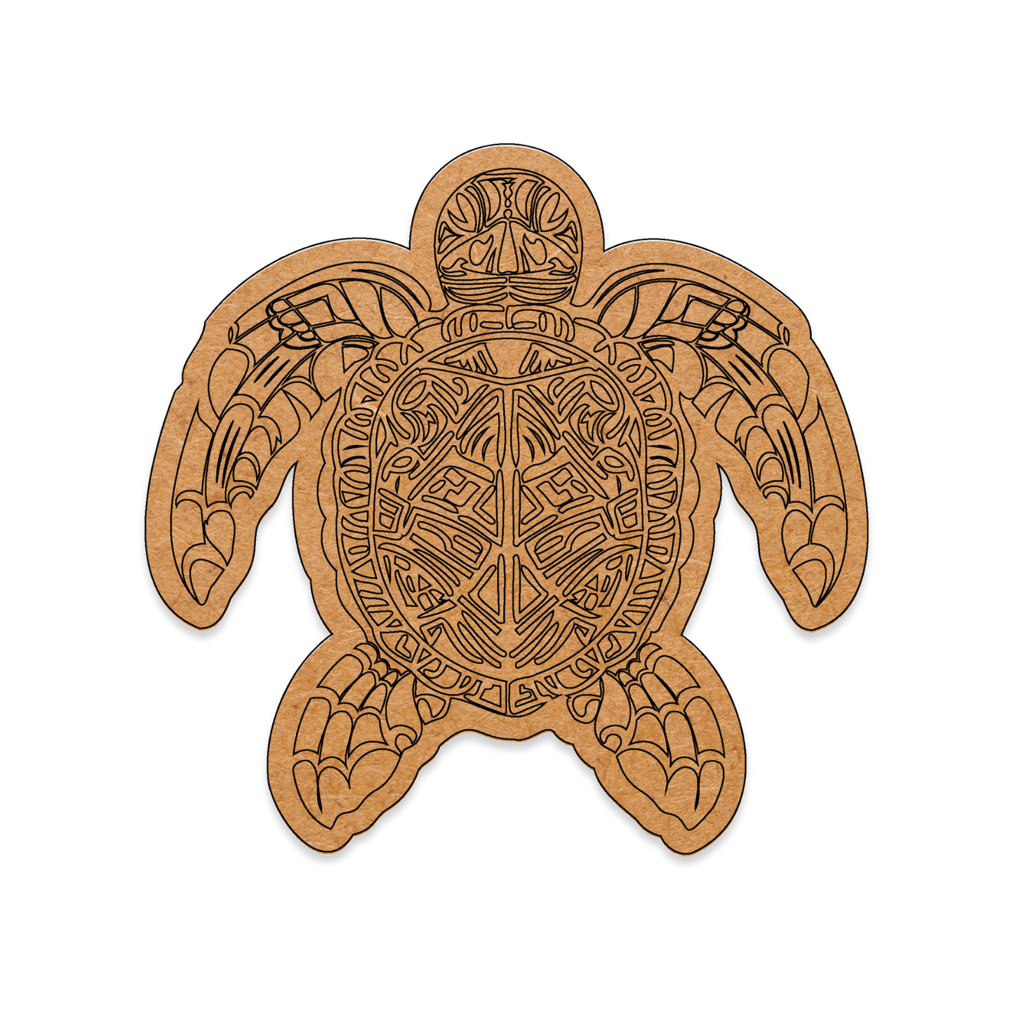 Our Colour-In Sea Turtle is intricately cut and engraved from 3mm MDF wood.
