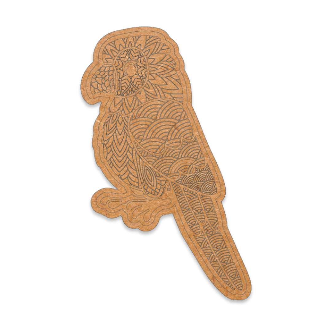 Laser engraved Parrot colour in blank on MDF