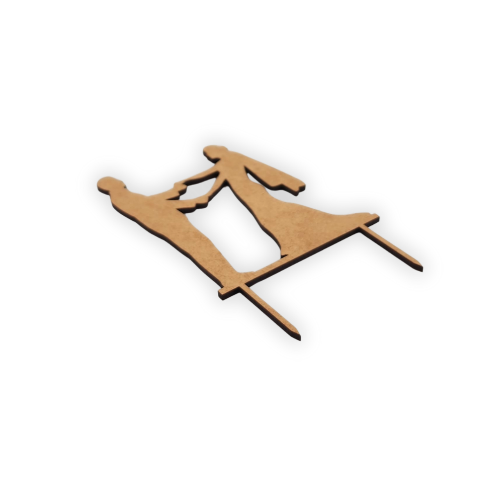 Wedding couple wooden cake topper