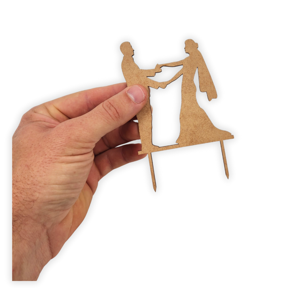 Wedding couple wooden cake topper