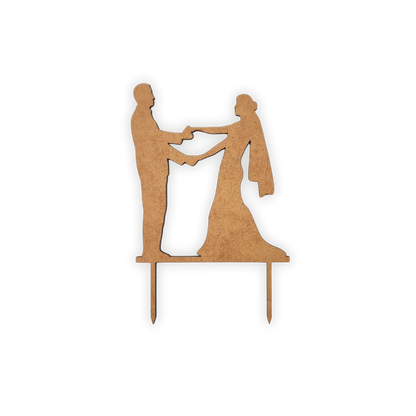 Wedding couple wooden cake topper