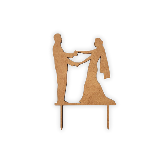 Wedding couple wooden cake topper