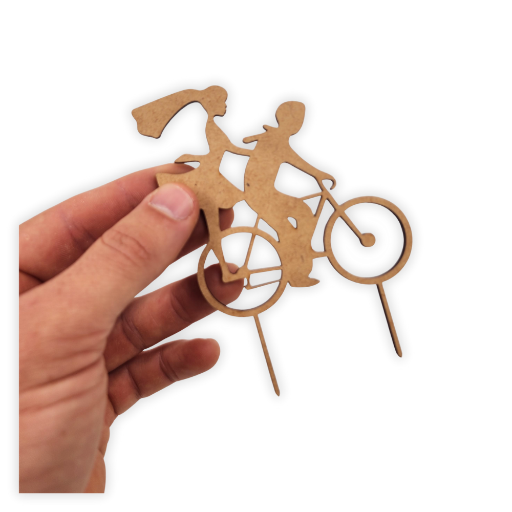 Couple Riding a Bike Cake Topper wood blank