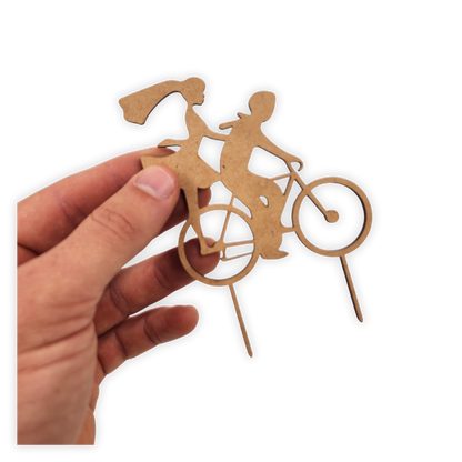 Couple Riding a Bike Cake Topper wood blank