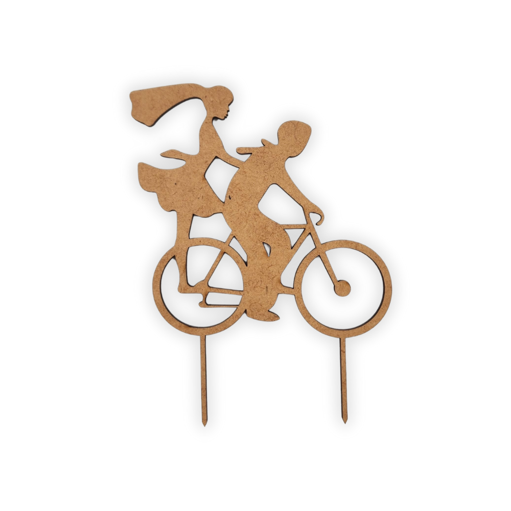 Couple Riding a Bike Cake Topper wood blank
