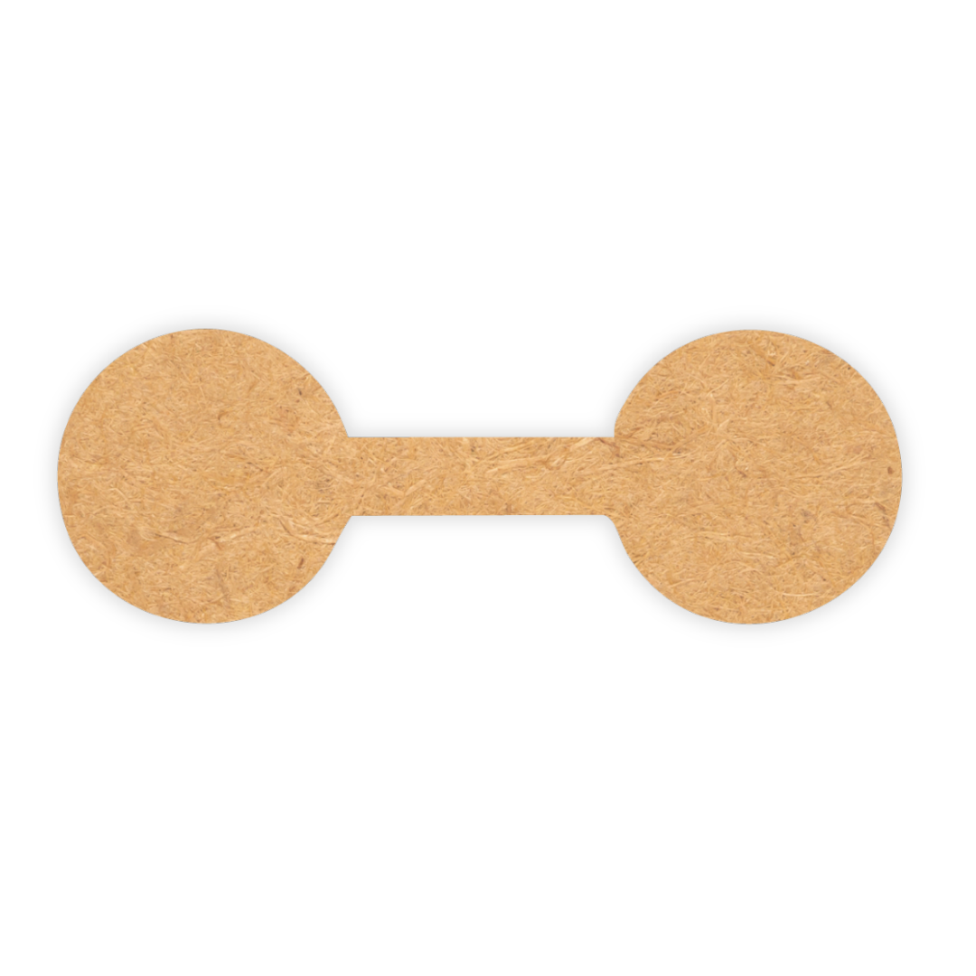 Wooden cutout of a dumbbell for weightlifting