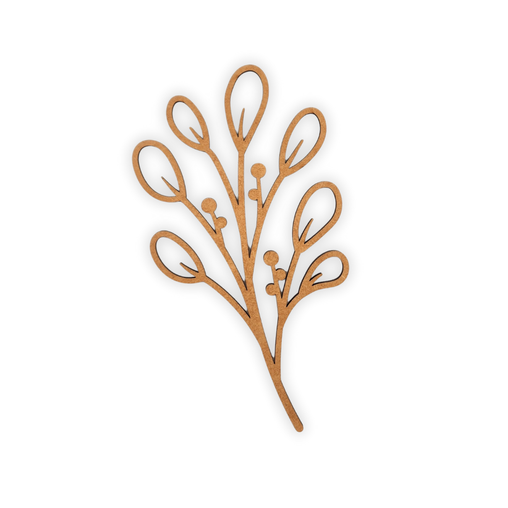 Laser wooden blank cutout of a leafy flower/plant 