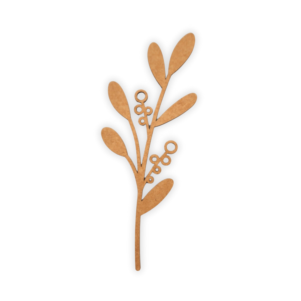 Decorative laser wooden blank cutout of a leafy flower/plant 