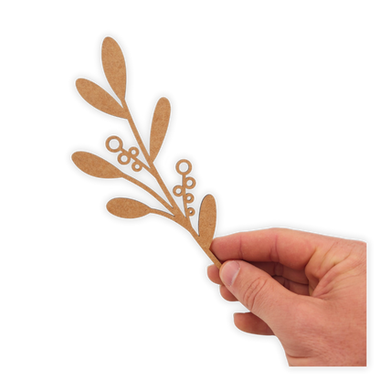 Decorative laser wooden blank cutout of a leafy flower/plant 