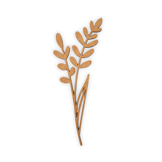 Decorative laser wooden blank cutout of a leafy flower/plant 