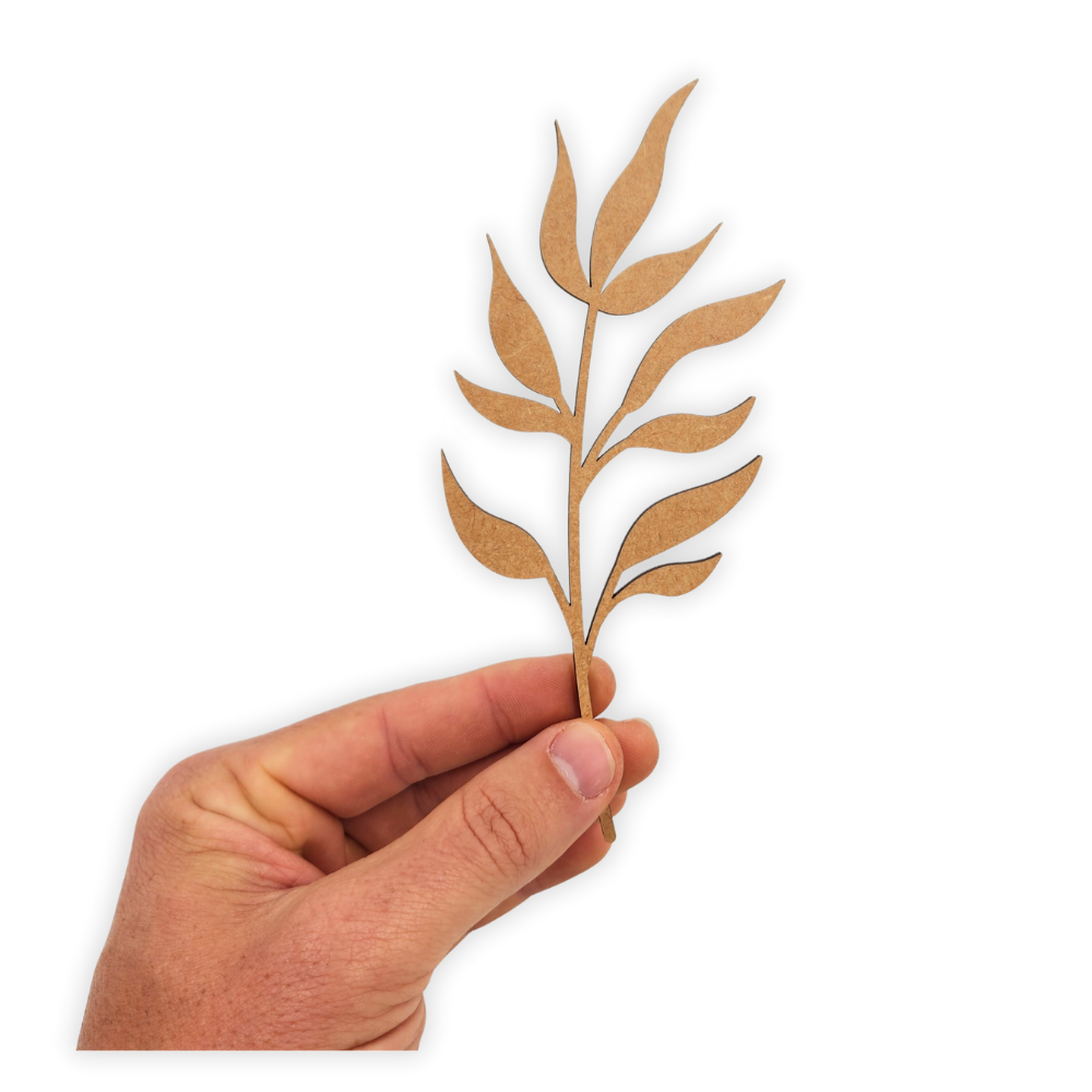 Decorative laser wooden blank cutout of a leafy flower/plant 