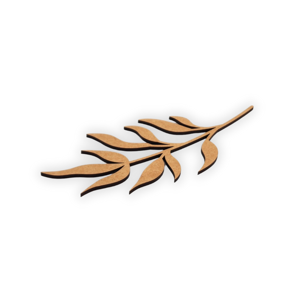Decorative laser wooden blank cutout of a leafy flower/plant 