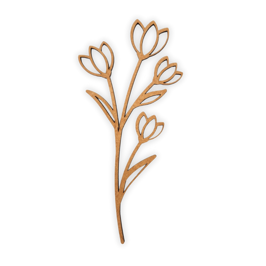 Decorative laser wooden blank cutout of a leafy flower/plant 