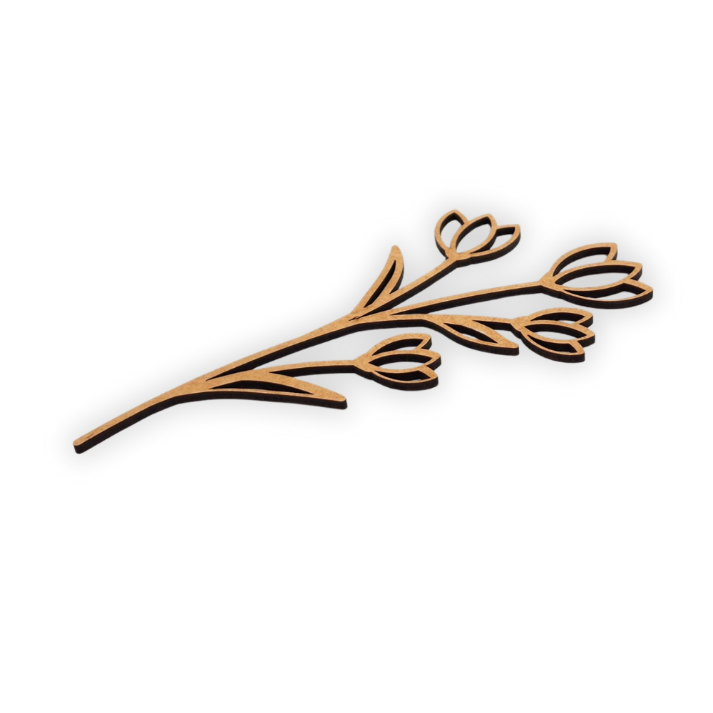 Decorative laser wooden blank cutout of a leafy flower/plant 