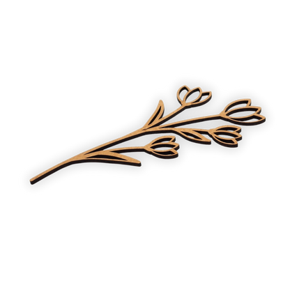 Decorative laser wooden blank cutout of a leafy flower/plant 