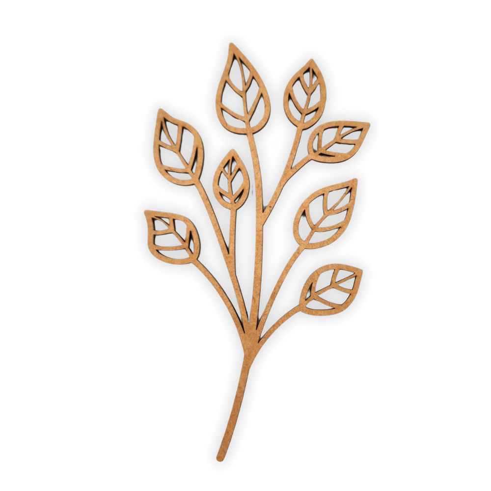 Decorative laser wooden blank cutout of a leafy flower/plant 