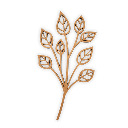 Decorative laser wooden blank cutout of a leafy flower/plant 