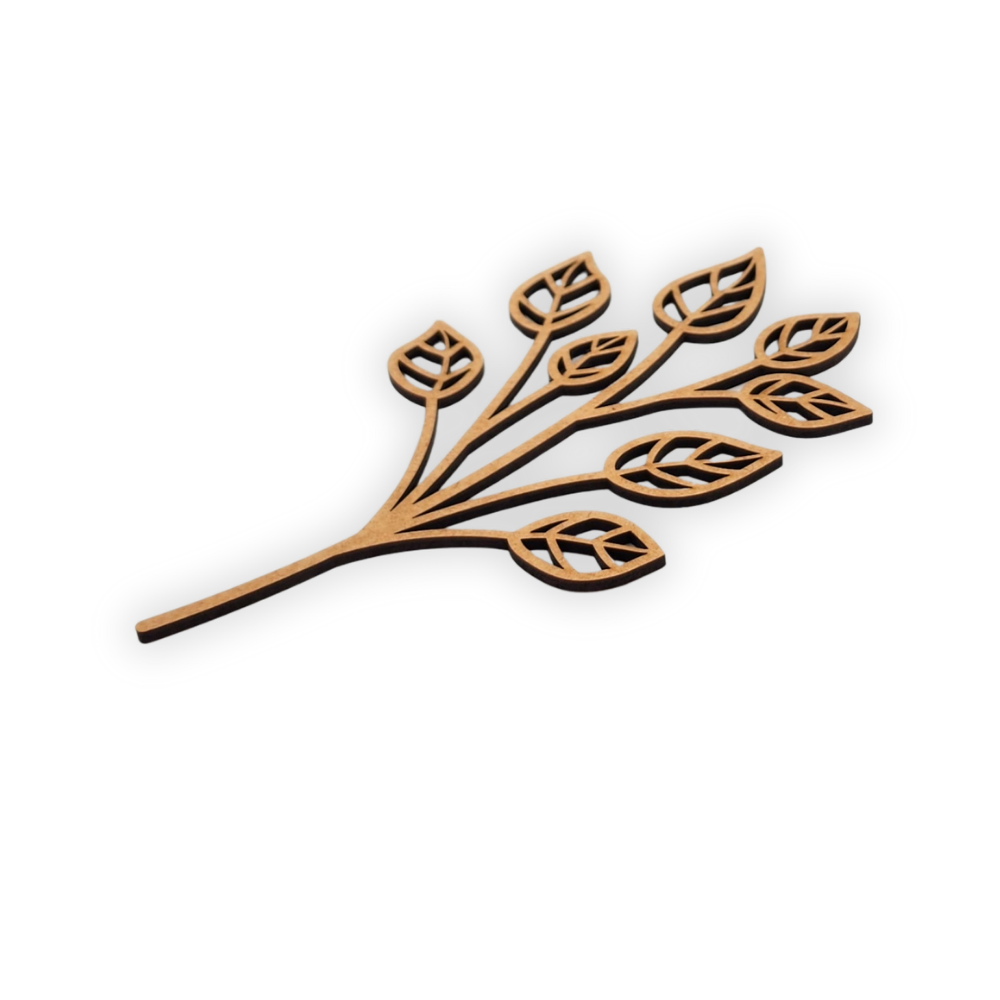 Decorative laser wooden blank cutout of a leafy flower/plant 