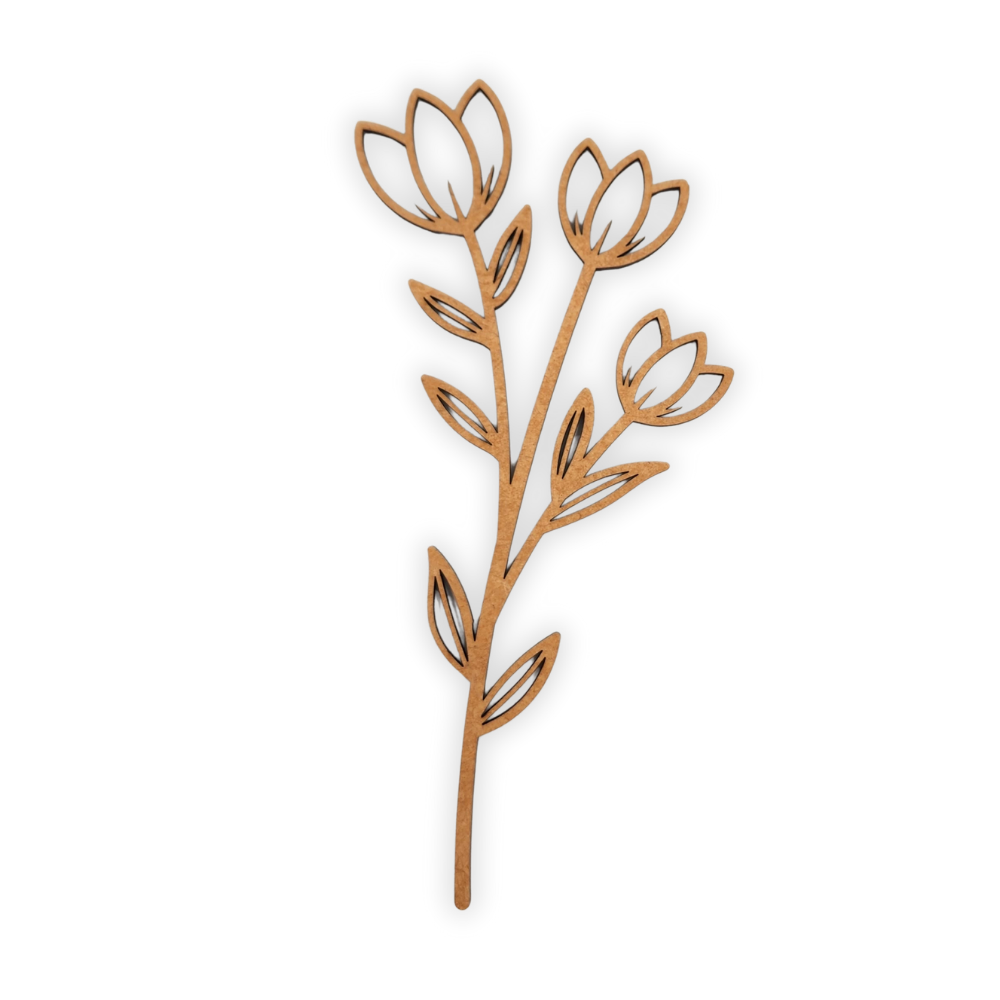 Decorative laser wooden blank cutout of a leafy flower/plant 