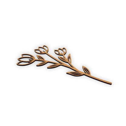 Decorative laser wooden blank cutout of a leafy flower/plant 
