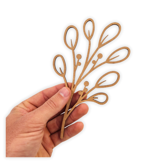 Laser wooden blank cutout of a leafy flower/plant 