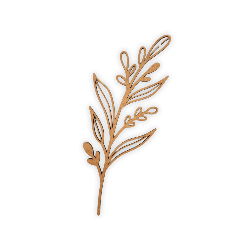 Decorative laser wooden blank cutout of a leafy flower/plant 